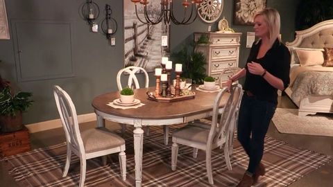 Realyn White Oval Extendable Dining Room Set From Signature Design By ... inside Signature Design By Ashley Realyn 72" Oval Extendable Dining Table In White